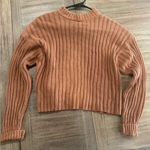 American Eagle Outfitters Rust Ribbed Turtleneck Cropped Sweater